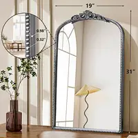 Antique Floral Arched Mirror Collection with Ornate Frame – 19W x 31H-1
